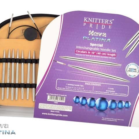 Knitter - s Pride - KnitPro - Nova Platina Interchangeable Set Special 16" - YARNBOWKnitter - s Pride - KnitPro - Nova Platina Interchangeable Set Special 16"