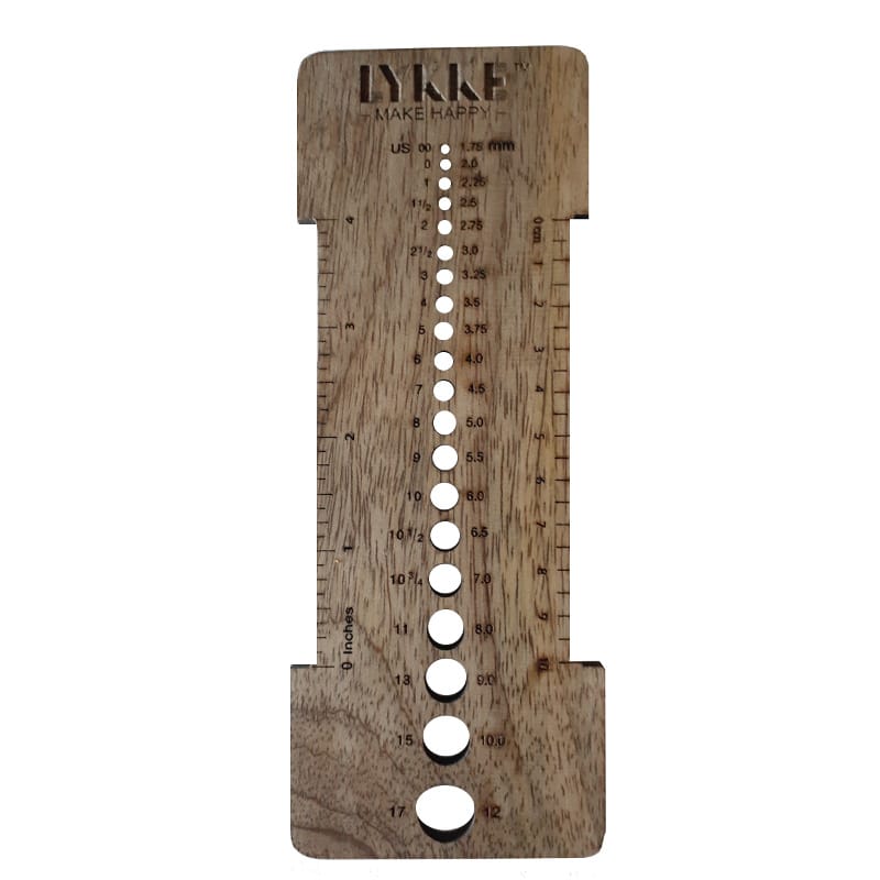 Lykke, Needle Sizer and Gauge Tool - Mango wood - YARNBOWLykke, Needle Sizer and Gauge Tool - Mango wood