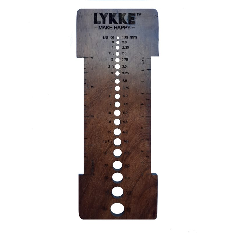 Lykke, Needle Sizer and Gauge Tool - Rosewood (Indian Acacia) - YARNBOWLykke, Needle Sizer and Gauge Tool - Rosewood (Indian Acacia)