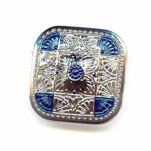 Nirvana Beads, Czech Glass Buttons - 141 - Square Silver - Blue 33 mm - YARNBOWNirvana Beads, Czech Glass Buttons - 141 - Square Silver - Blue 33 mm